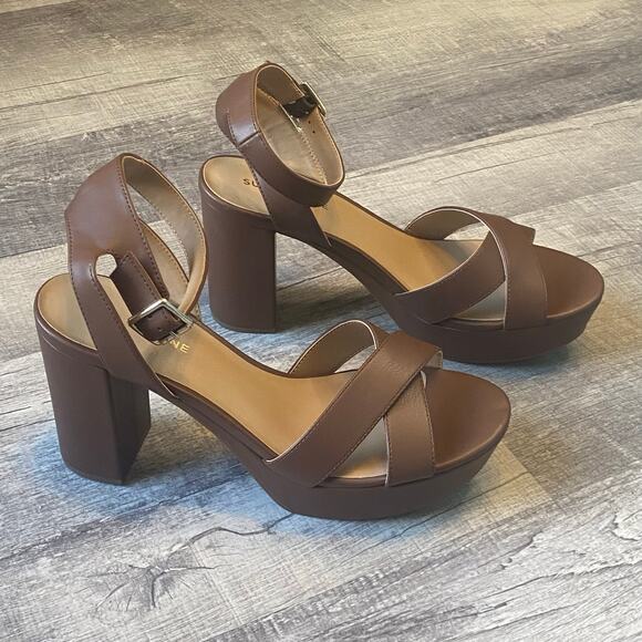Sun + Stone Lillah Block Heel Platform Dress Sandals, Brown Women Size 11M NWOT - Picture 5 of 12